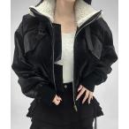 レザージャケット ライダース ボアカラーフェイクレザームートンショートジャケット レディース