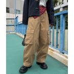 カーゴパンツ 顔料染め起毛ツイルタックバルーンカーゴパンツ レディース