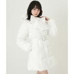 コート アウター ビッグボウタイリボンAラインフェイクダウンコート「中綿」 レディース