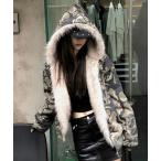 ミリタリージャケット モッズコート カモフラージュ ジャケット 迷彩  カモフラ  アウター  ブルゾン ファー フェイクファー ミリタリ Y2K パ