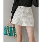 パンツ パールボタンツイードショートパンツ レディース