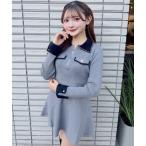 ショッピングニットワンピース ワンピース チェーンカラーZIPニットワンピース