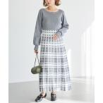 ショッピングニットワンピース ワンピース 「洗える」チェックジャガードニットワンピース