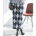 ショッピングアーガイル スカート 「洗える」アーガイル柄ニットナロースカート