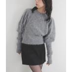 ニット セーター モヘアパフスリーブニット レディース