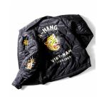 ショッピング刺繍 ブルゾン アウター HOUSTON ヒューストン NYLON RIP QUILTING VIETNAM JACKET 虎 MAP柄 刺繍 ナイロンリッ