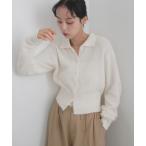 カーディガン シャギーポロニットカーディガン レディース