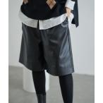 パンツ フェイクレザーハーフパンツ レディース