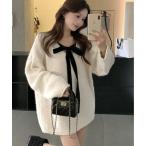 ショッピングスパンコール ニット セーター ベロア リボン付き スパンコール ニット プルオーバー レディース