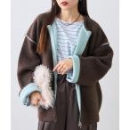 カーディガン 「軽アウターとしても/ふわもち」ダブルジップ配色ヤクライクニットジャケット レディース