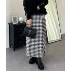 ショッピングスーパーセール スカート スーパーストレッチ起毛チェックナロースカート