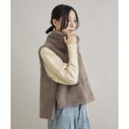 ベスト ジレ CYAN バックオーバーハイネックファーベスト レディース