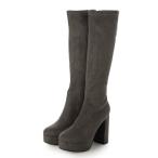 ショッピングロングブーツ ブーツ 厚底ロングブーツ ストレッチ素材 チャンキーヒール レディース