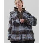 ステンカラーコート コート ワイドラペルチェックコート レディース