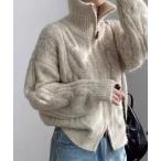 ショッピングレトロ カーディガン ダブルジップ ケーブルニットカーディガン レディース