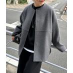 ノーカラーコート コート 「追加3」スーパー140ビーバーノーカラーショートコート レディース