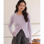 カーディガン ミドル丈リブニットカーディガン レディース
