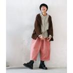 パンツ 大人に馴染む、ピンクのコーデュロイ8分丈パンツ レディース
