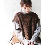 ベスト ジレ 樫の木のニットベスト レディース