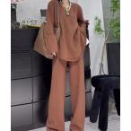 セットアップ セットアップ　Vネックニット×ワイドパンツ レディース