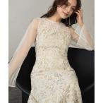 ショッピングスパンコール ドレス リーフエンブロイダリーバックデザインドレス シアー スパンコール 刺繍 結婚式 ワンピース パーティードレス オケージョンドレス お呼ばれ 二