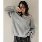 トレーナー スウェット ファー付きオフショルスウェット レディース