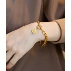 ショッピングブレスレット ブレスレット 「金属アレルギー対応/ステンレス」コイン付フィガロブレスレット レディース