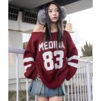 ショッピングオフショルダー ニット セーター WEGO/「25年秋冬新作」フラッフィー2WAYグラフィックワンショルBIGニット レディース