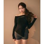 ショッピングスタッズ tシャツ アシメデザインスタッズリブトップス レディース