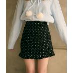 スカート ドット柄フリルミニスカート