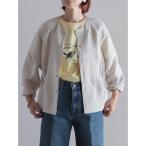 ジャケット ノーカラージャケット 「予約」麻レーヨンキャンバス　ショートジャケット レディース