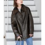 レザージャケット ライダース 「追加2」ウォッシャブルフェイクレザーファー襟付カバーオール レディース