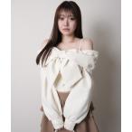 ショッピングリボン tシャツ リボンオフショルロングスリーブトップス レディース