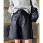 パンツ フェイクレザーハーフパンツ レディース