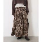ショッピング柄 スカート 「追加」マットサテンレオパ マキシスカート