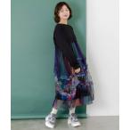 ショッピングバルーン ワンピース 153678：2柄展開タック入りチュールバルーンワンピース