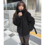 コート アウター オーバーサイジングビッグカラーボアジャケット レディース