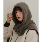 ニット帽 ニットキャップ ウール混ルーズフィットフーディーニットマフラー レディース