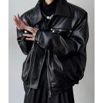 ショッピング革 革ジャン ライダース 「NOWLE」襟付き シングルライダース風 PUレザージャケット メンズ