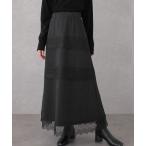 スカート 配レース ウエスト イージー マキシ スカート