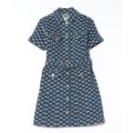 シャツワンピース ロゴ デニム ジャカード ミニ ドレス