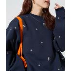 トレーナー スウェット 限定展開　小花 刺繍 裏起毛 スウェット プルオーバー レディース