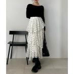 スカート Sustainableプリーツティアードロングスカート