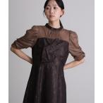 ドレス 結婚式二次会パーティードレスロングと袖ありフラワーレースノットデザインオーガンジークルーネックお呼ばれフォーマルオケージョン同窓会成人式