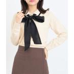 ショッピングニットタイ ニット セーター ラメリボンタイ襟付きニット レディース