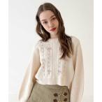 ショッピングセーター ニット セーター フロントはしごプチリボンニットプルオーバー レディース