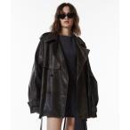 トレンチコート コート 「JOSEMOON/ジョゼムーン」FAUX LEATHER TRENCH JACKET/フォーレザートレンチジャケット レディ