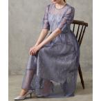 ショッピングレース ドレス ラメレースギャザースリーブレースアップフィット＆フレアパーティードレス