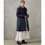 ショッピングファー ダウンコート ダウンジャケット フェイクファーフード付き撥水加工高密度タフタミドルダウンコート レディース