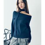 ニット セーター 「オフショル」マフラー付きニット レディース